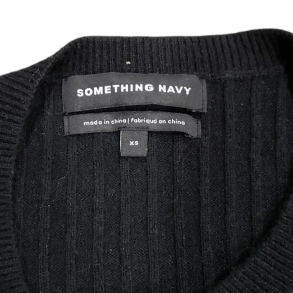 Something Navy Black Ribbed Knot Sweater XS - Picture 4 of 4